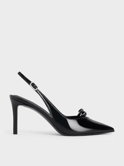 Charles & Keith - Bow Slingback Pumps In Black Box