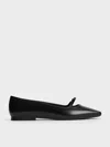 Charles & Keith - Bow Square-toe Ballet Flats In Black Box