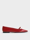 Charles & Keith - Bow Square-toe Ballet Flats In Red