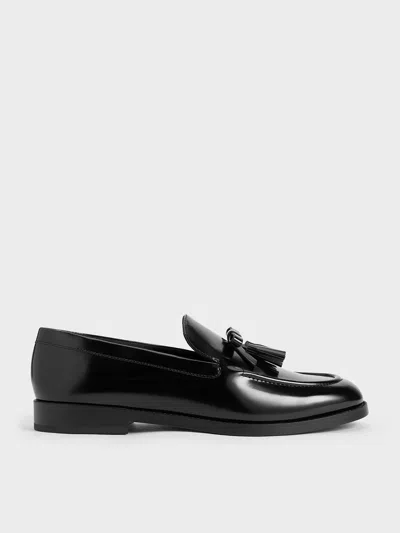Charles & Keith - Bow Tassel Loafers In Black Box