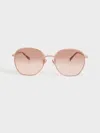 Charles & Keith Braided Butterfly Sunglasses In Rose Gold