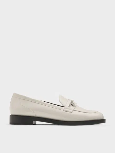 Charles & Keith - Braided-chain Metallic-accent Loafers In Gray