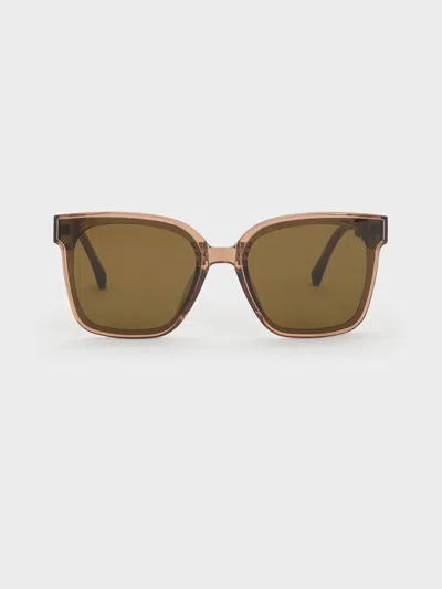 Charles & Keith - Brea Foldable Sunglasses In Brown