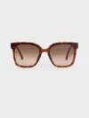Charles & Keith - Brea Tortoiseshell Foldable Sunglasses In T. Shell