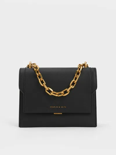 Charles & Keith - Brennan Chain Handle Crossbody Bag In Black