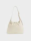 Charles & Keith - Brigette Ruched Shoulder Bag In Cream