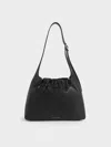 Charles & Keith - Brigette Ruched Shoulder Bag In Noir