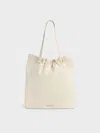 Charles & Keith - Brigette Ruched Tote Bag In Cream