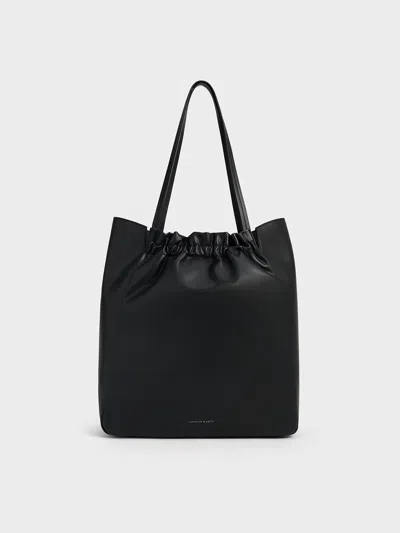 Charles & Keith - Brigette Ruched Tote Bag In Black