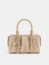 Charles & Keith - Britton Recycled Suede Ruched Top Handle Tote Bag
