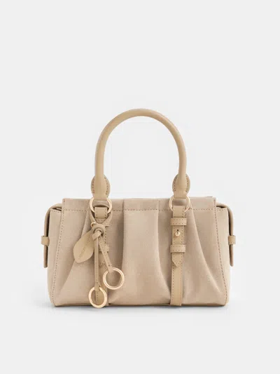 Charles & Keith - Britton Recycled Suede Ruched Top Handle Tote Bag