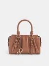 Charles & Keith - Britton Ruched Top Handle Tote Bag In Brown