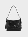 Charles & Keith - Bryna Buckled-strap Crossbody Bag In Black