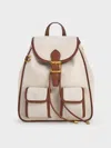 Charles & Keith - Bryna Canvas Backpack In Taupe Canvas