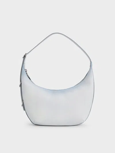 Charles & Keith - Bryna Denim Curved Hobo Bag In Neutral
