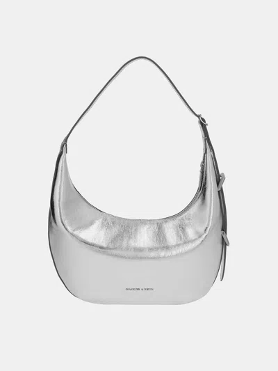 Charles & Keith - Bryna Metallic Curved Hobo Bag