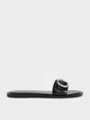 Charles & Keith - Buckle-strap Slide Sandals In Black Box