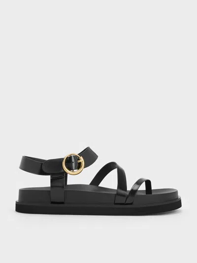 Charles & Keith - Buckled Ankle-strap Strappy Sandals In Black Box
