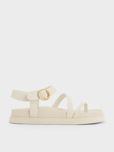 Charles & Keith - Buckled Ankle-strap Strappy Sandals In Chalk
