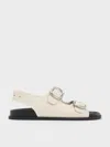 Charles & Keith - Buckled Double-strap Slingback Sandals In Chalk