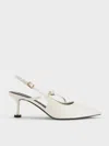 Charles & Keith - Buckled Sculptural-heel Slingback Pumps In White