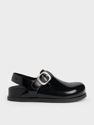 Charles & Keith - Buckled Slingback Mules In Black Box