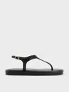 Charles & Keith - Buckled Slingback Thong Sandals In Black