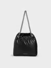 Charles & Keith - Caia Chain-handle Tote Bag In Noir