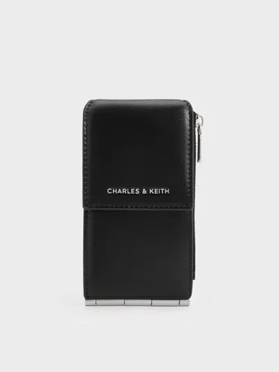 Charles & Keith - Calla Bi-fold Side-zip Card Holder In Noir
