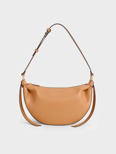 Charles & Keith - Calla Half-moon Bag In Brown