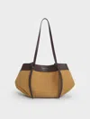 Charles & Keith - Calla Suede Tote Bag In Sand
