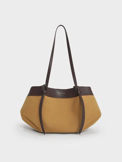 Charles & Keith - Calla Suede Tote Bag In Sand