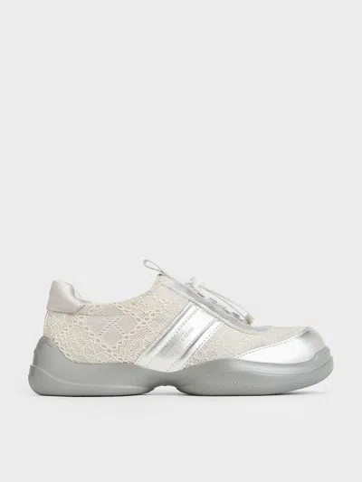 Charles & Keith - Casey Metallic & Lace Chunky Trainers In Multi