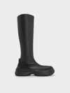 Charles & Keith - Casey Side-zip Knee-high Boots In Black