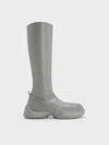 Charles & Keith - Casey Side-zip Knee-high Boots In Grey