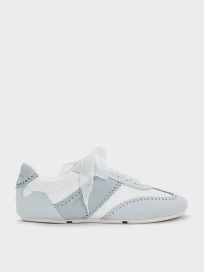 Charles & Keith - Cece Heart-motif Sheer-lace Sneakers In Blue