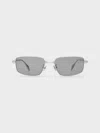 Charles & Keith - Celestia Rectangular Clear Sunglasses In Silver