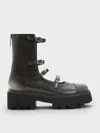 Charles & Keith - Celia Burnished Buckled Multi-strap Chunky Calf Boots In Multi