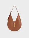 Charles & Keith - Cesia Metallic-accent Hobo Bag In Brown