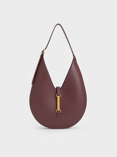 Charles & Keith - Cesia Metallic-accent Hobo Bag In Red