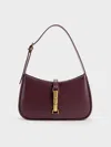 Charles & Keith - Cesia Metallic Accent Shoulder Bag In Red