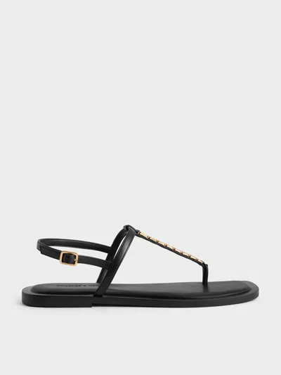 Charles & Keith - Chain-link Thong Sandals In Black