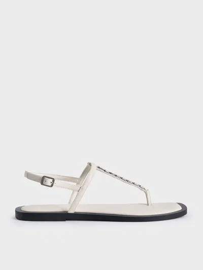Charles & Keith - Chain-link Thong Sandals In Chalk