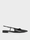 Charles & Keith - Chain-strap Pointed-toe Slingback Flats In Black Box