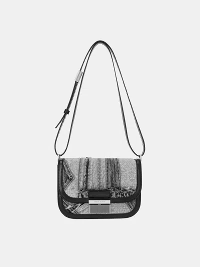 Charles & Keith - Charlot Patchwork Denim Bag In Noir