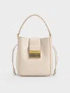 Charles & Keith - Charlot Elongated Bucket Bag In Oat