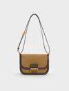 Charles & Keith - Charlot Recycled Suede Bag In Sand