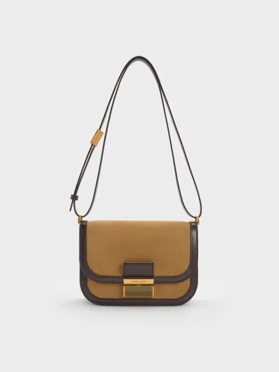 Charles & Keith - Charlot Recycled Suede Bag In Sand