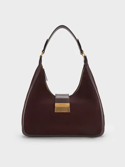 Charles & Keith - Charlot Recycled Suede Hobo Bag In Brown