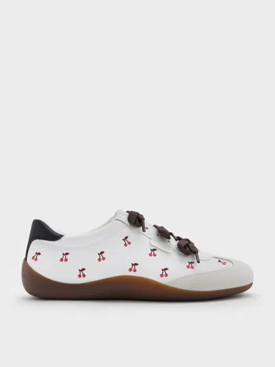 Charles & Keith - Cherry-print Contrast-panel Triple-bow Sneakers In Multi